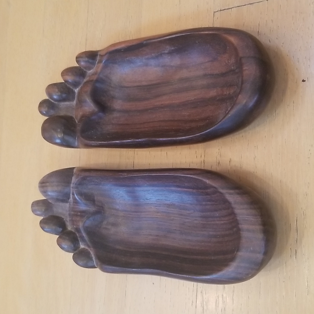 Vintage Bali Indonesia Hand Carved Wooden Feet Sculpture